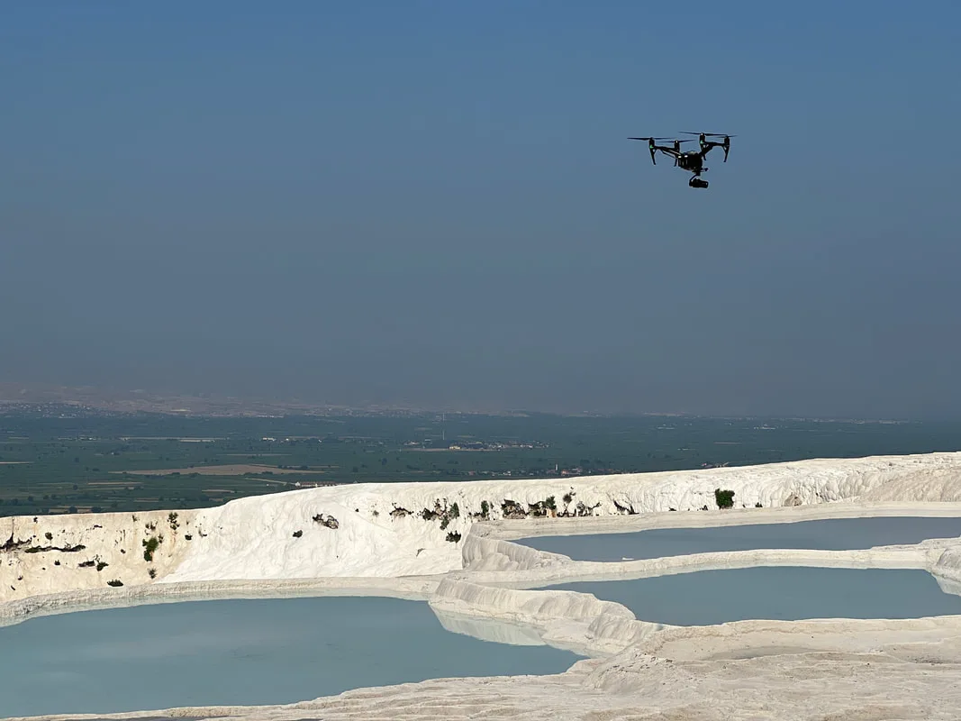 drone filming in pamukkale