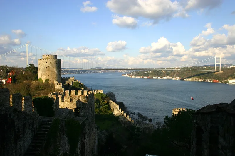 bosphorus over rumelihisari on sunset